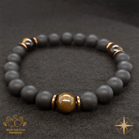 Tiger Eye and Black Onyx Bracelet #1929