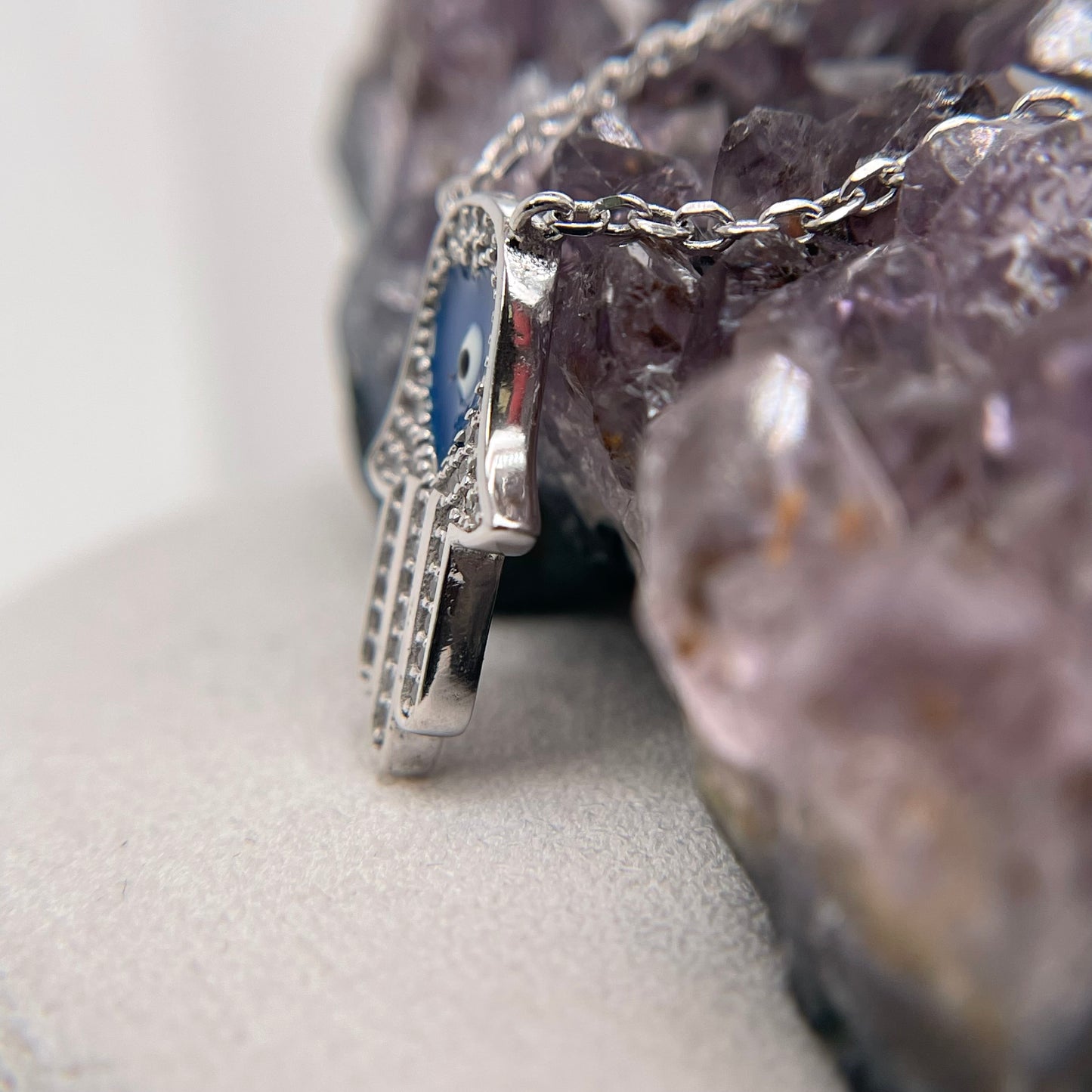 Hamsa Silver Pendant 925 Sterling Silver Hamsa Necklace 19x15mm