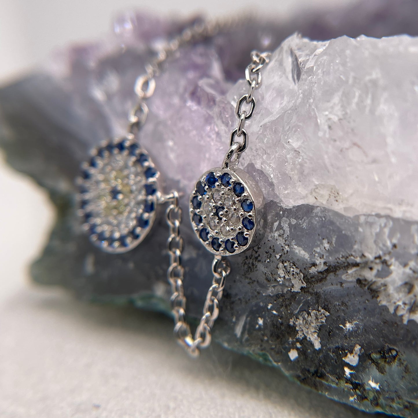 Hamsa & Evil Eye Silver Pendant 925 Sterling Silver Hamsa & Evil Eye Necklace 10x10mm / 7x7mm