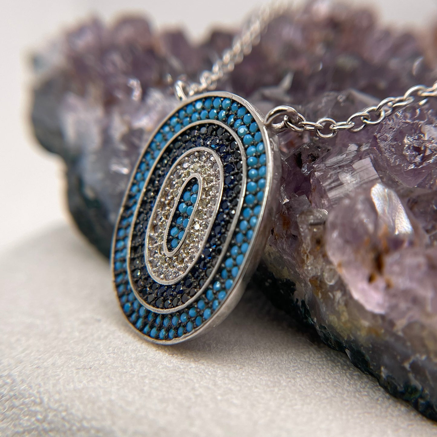 Colorful Silver Pendant 925 Sterling Silver Colorful Necklace 18.5x23.5mm