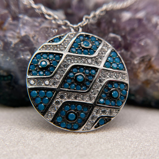 Colorful Silver Pendant 925 Sterling Silver Colorful Necklace 21x21mm