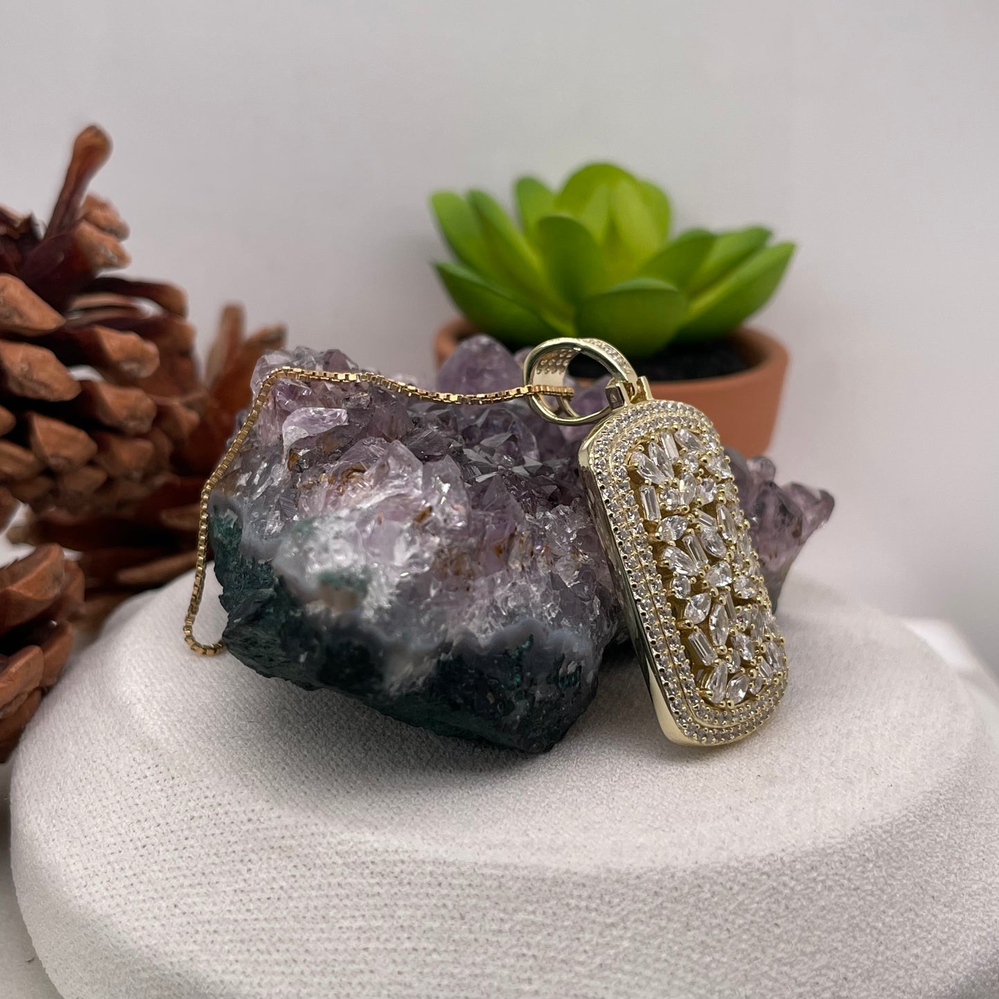 Cubic Zirconia Sterling Silver Pendant 925 Sterling Silver Cubic Zirconia Silver Necklace 9x19.5mm