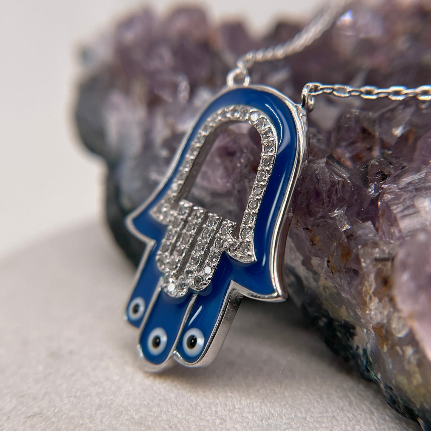 Hamsa Silver Pendant 925 Sterling Silver Hamsa Necklace 19.5x24.5mm