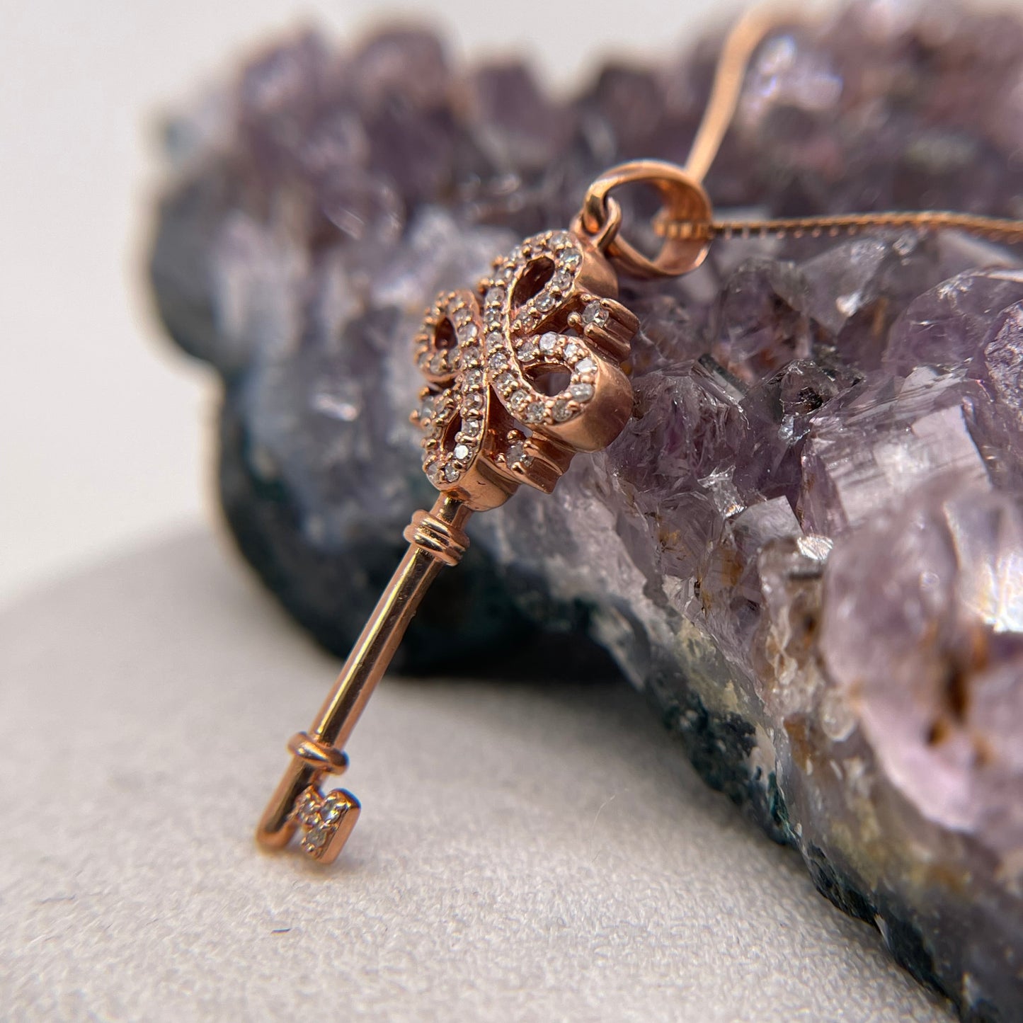 10K Rose Gold Pendant with Diamond