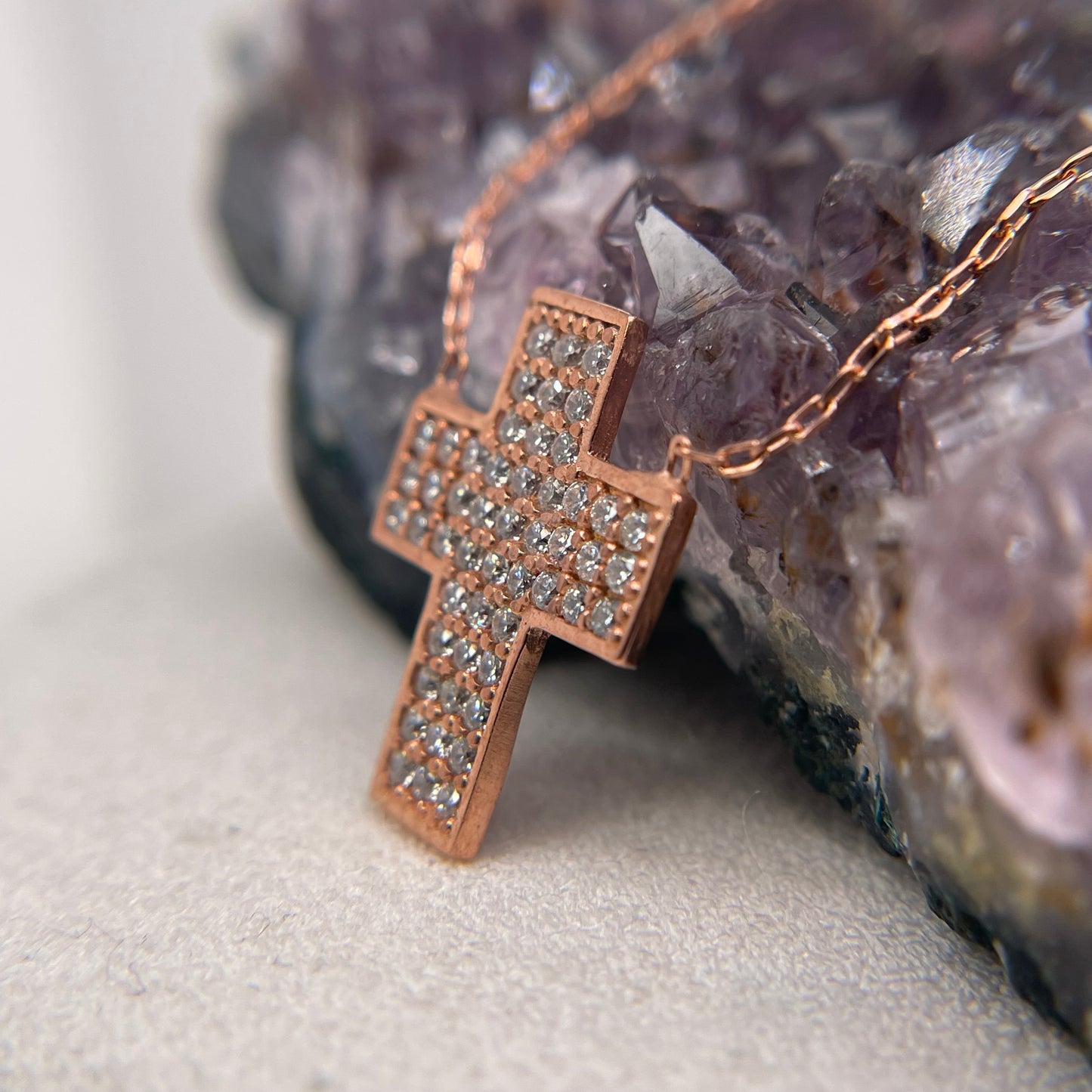 Rose Gold Plated Cross Silver Pendant 925 Sterling Silver Cross Necklace 14.5x18mm