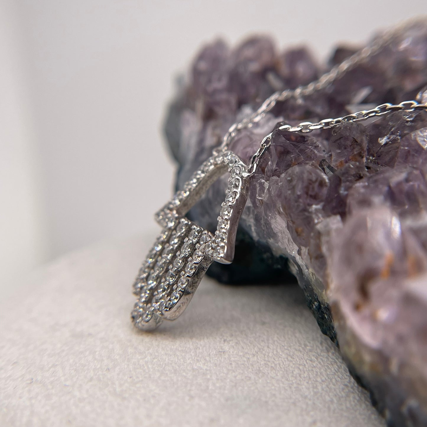 Hamsa Silver Pendant 925 Sterling Silver Hamsa Necklace 15.25x19.75mm