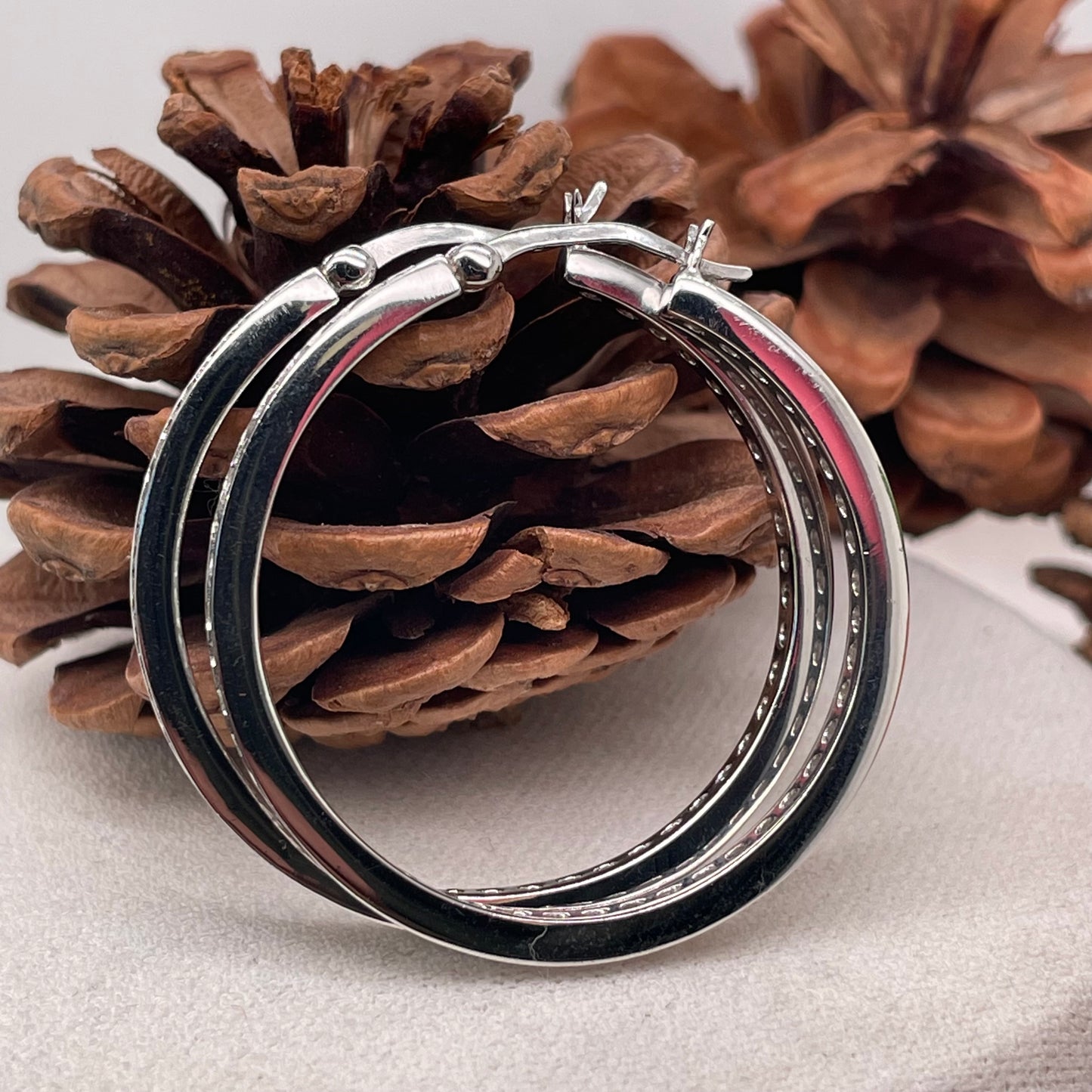 925 Sterling Silver Huggies Earrings 35x35mm