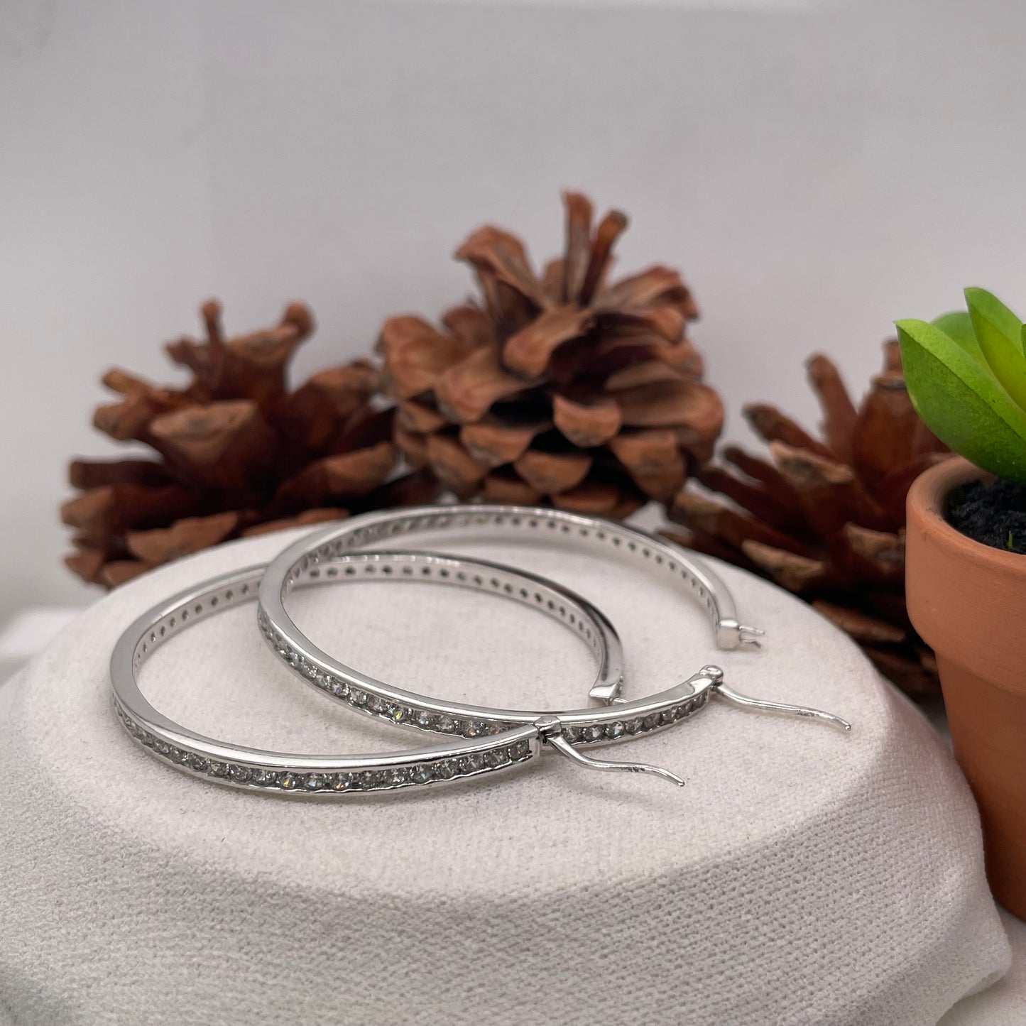 925 Sterling Silver Huggies Earrings 49x49mm