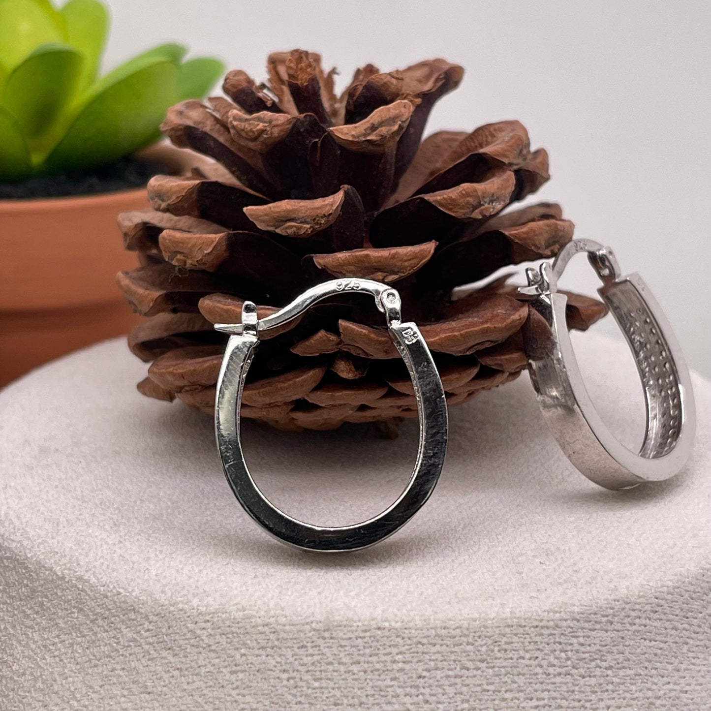 925 Sterling Silver Huggies Earrings 20x25mm