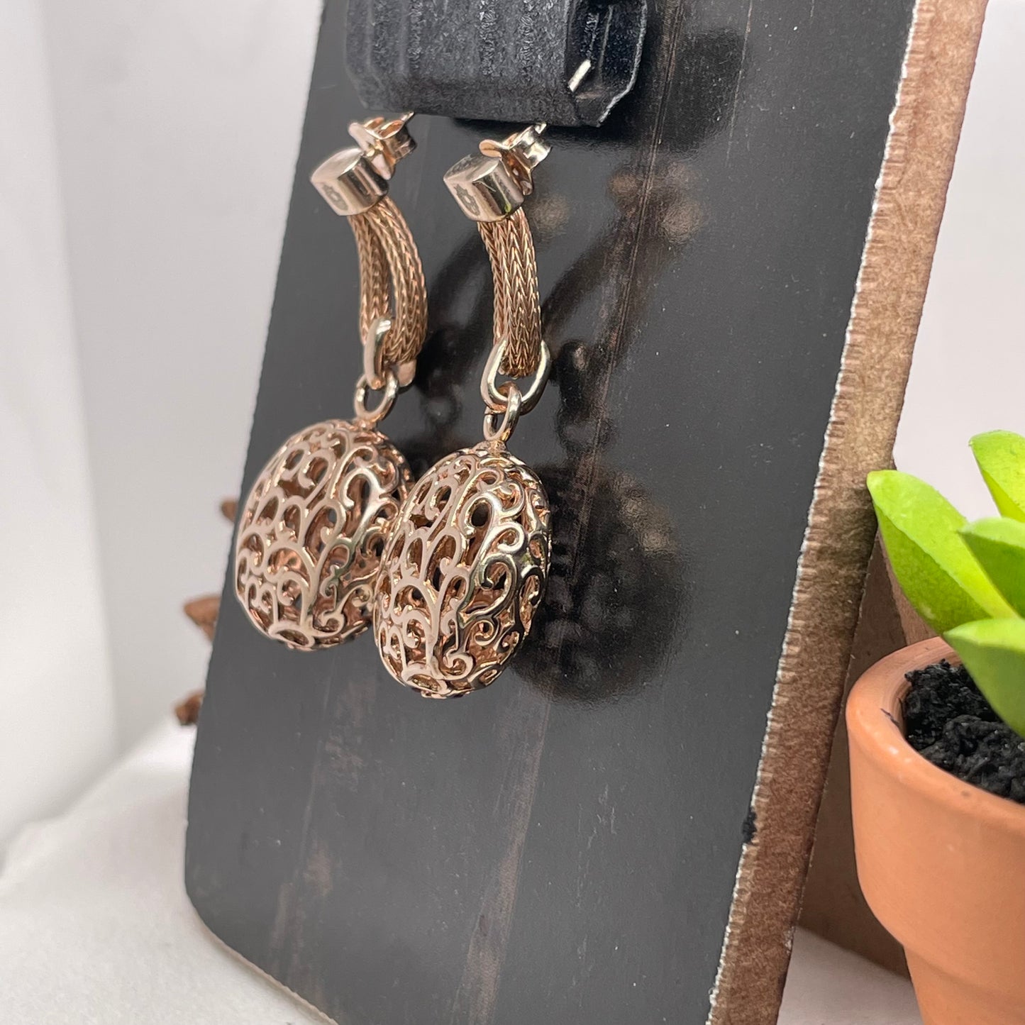 Yellow Rose Plated Silver Earrings 925 Sterling Silver Earring 20.5x40mm