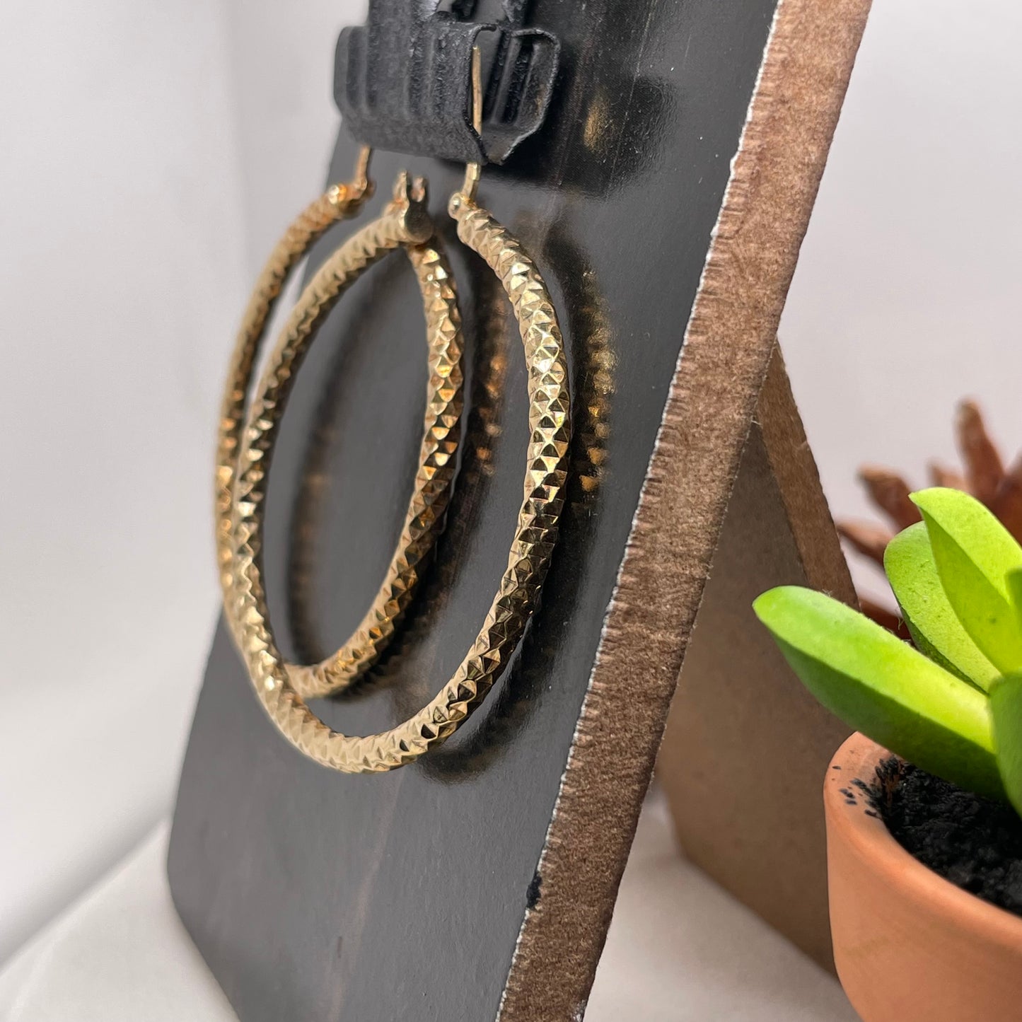 Yellow Gold Plated Silver Earrings 925 Sterling Silver Earring 46x46mm