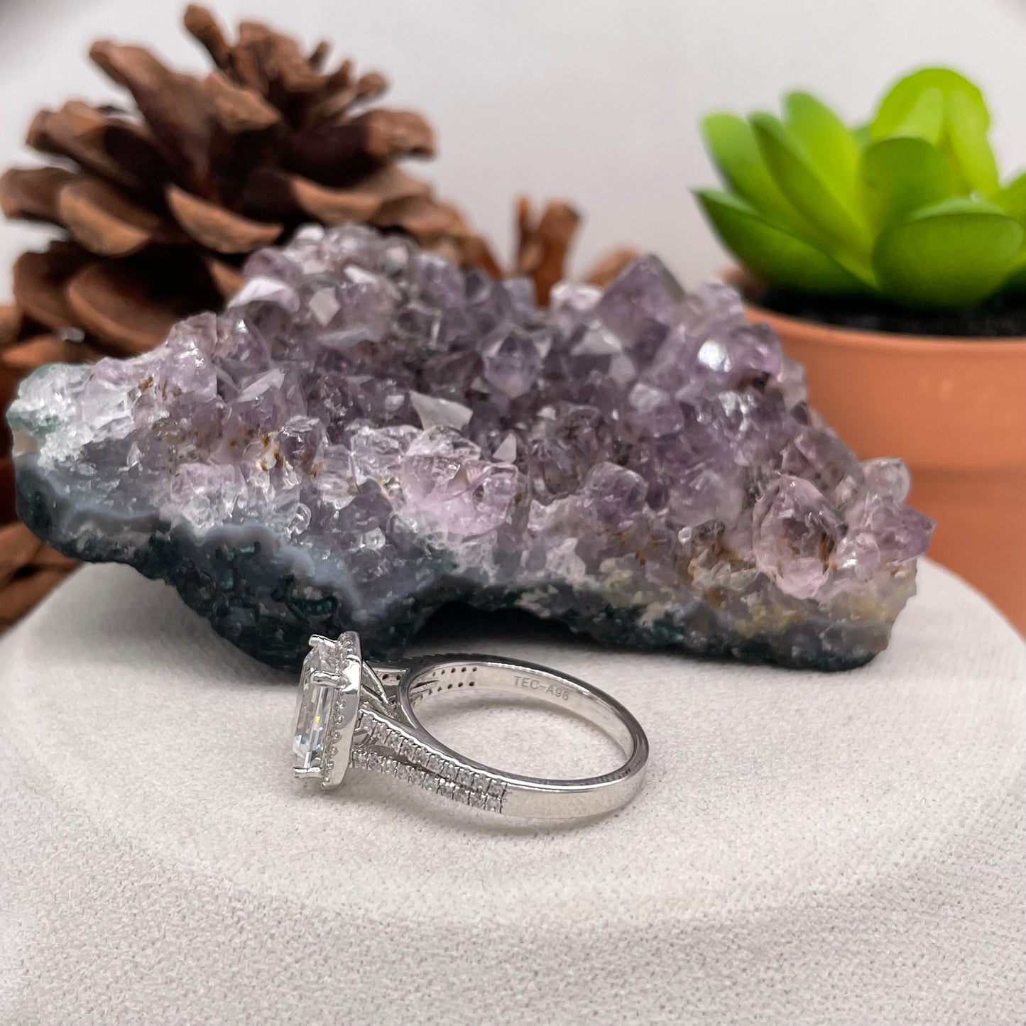 0.26 Carat Emerald Shape Brilliant Engagement Ring CENTER STONE Is NOT Included