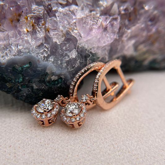 14K Rose Gold Earrings with Diamond