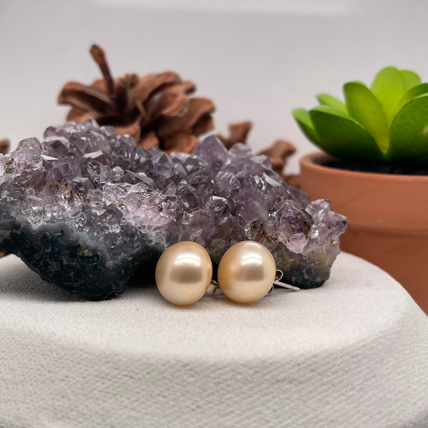 Silver Stud Pearl Earrings