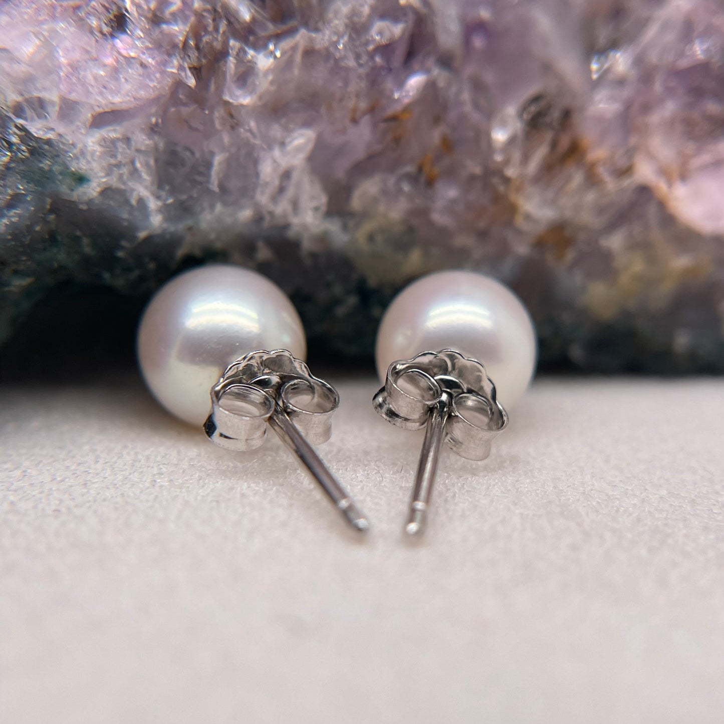 Silver Stud Pearl Earrings