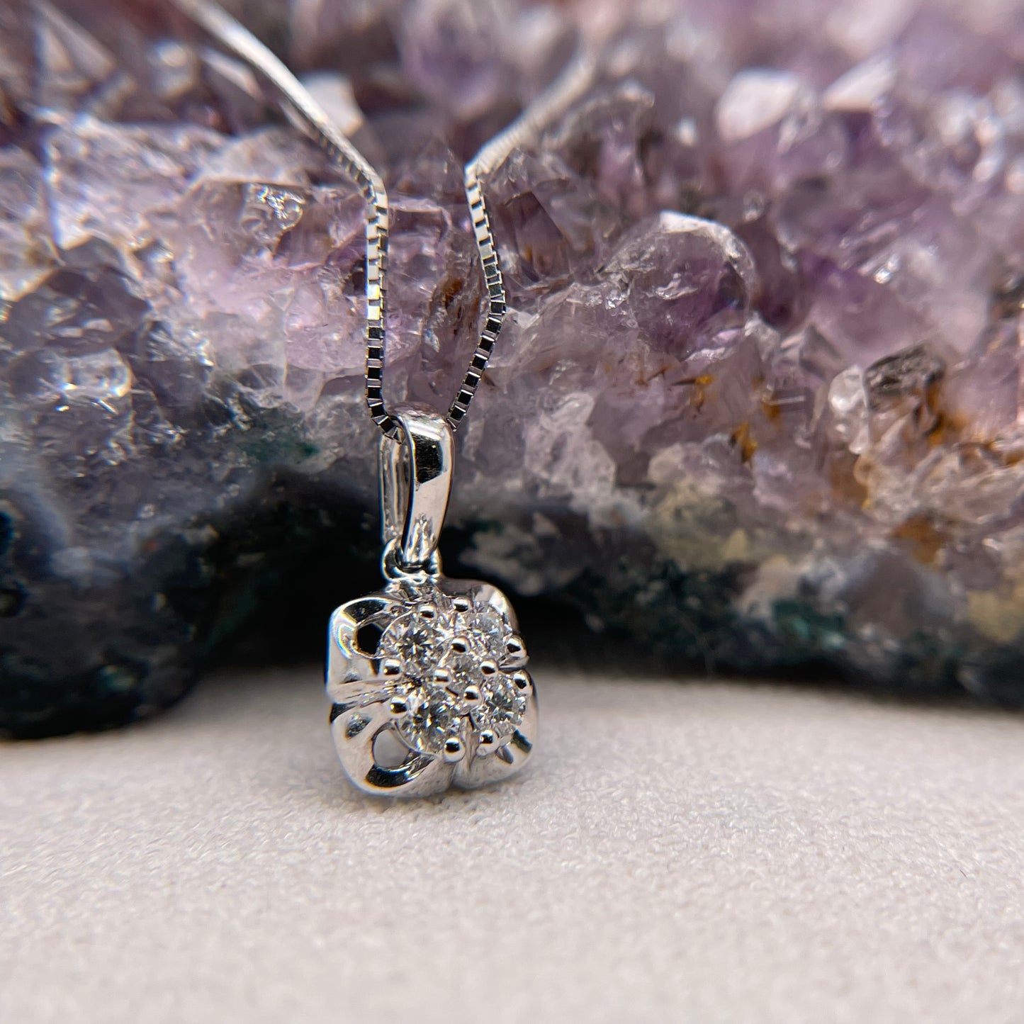 14K White Gold Diamond Pendant