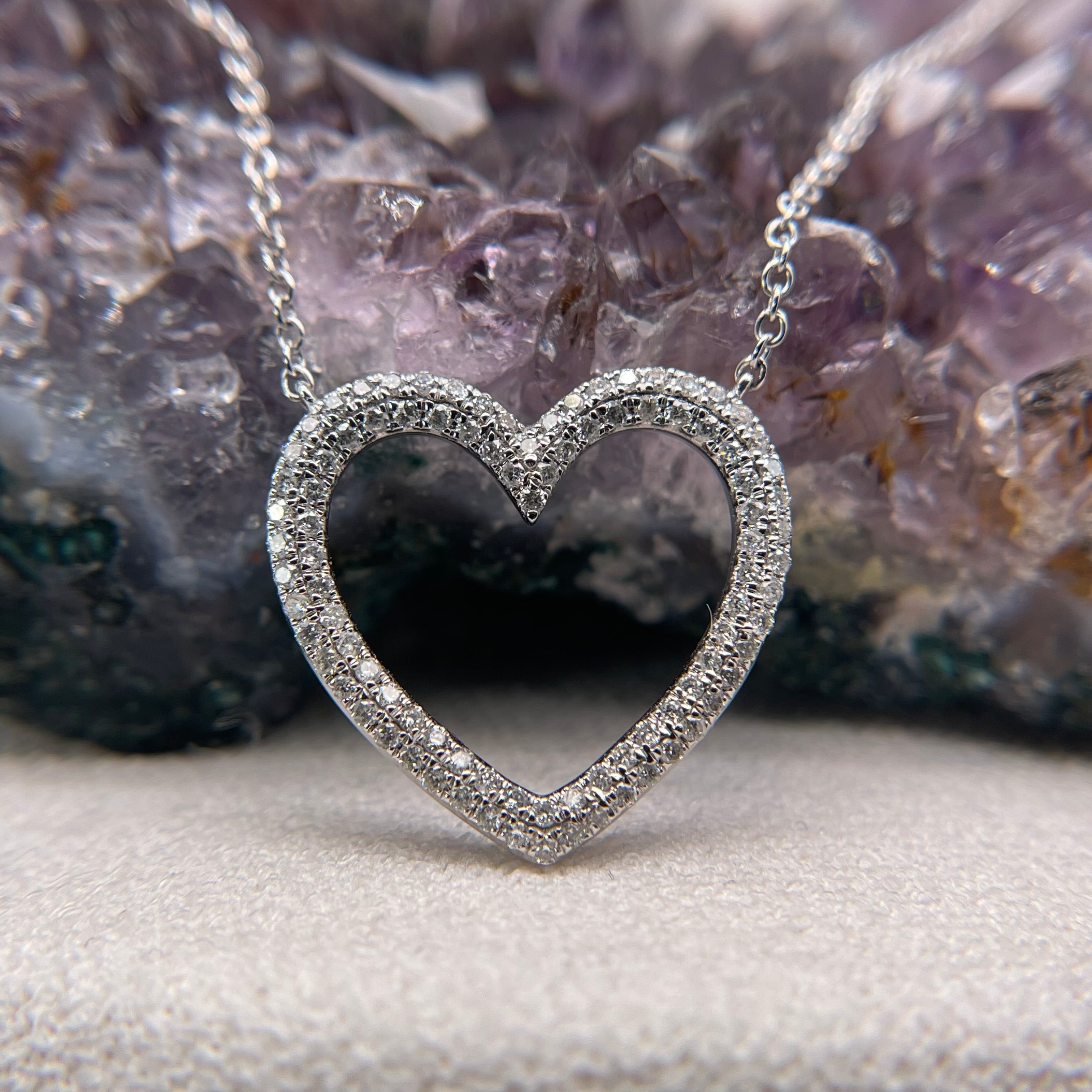 14K White Gold Diamond Heart Pendant – Boston Aria Jewelry Collection