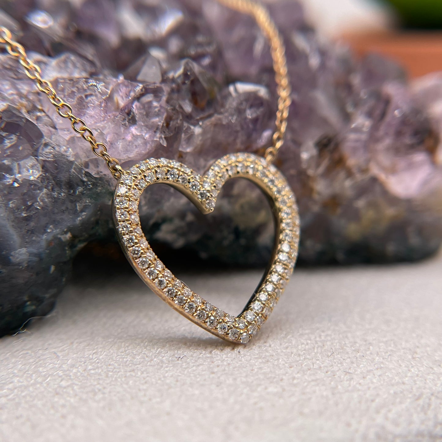 14K Yellow Gold Diamond Heart Pendant