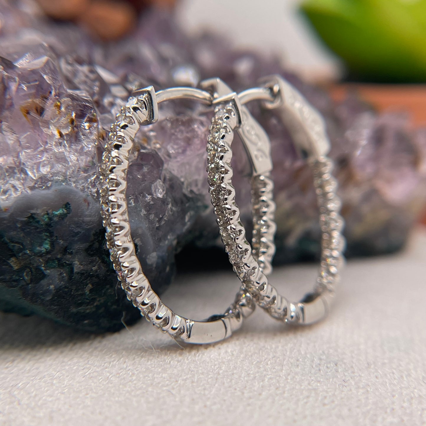 14K White Gold Earrings with Diamond