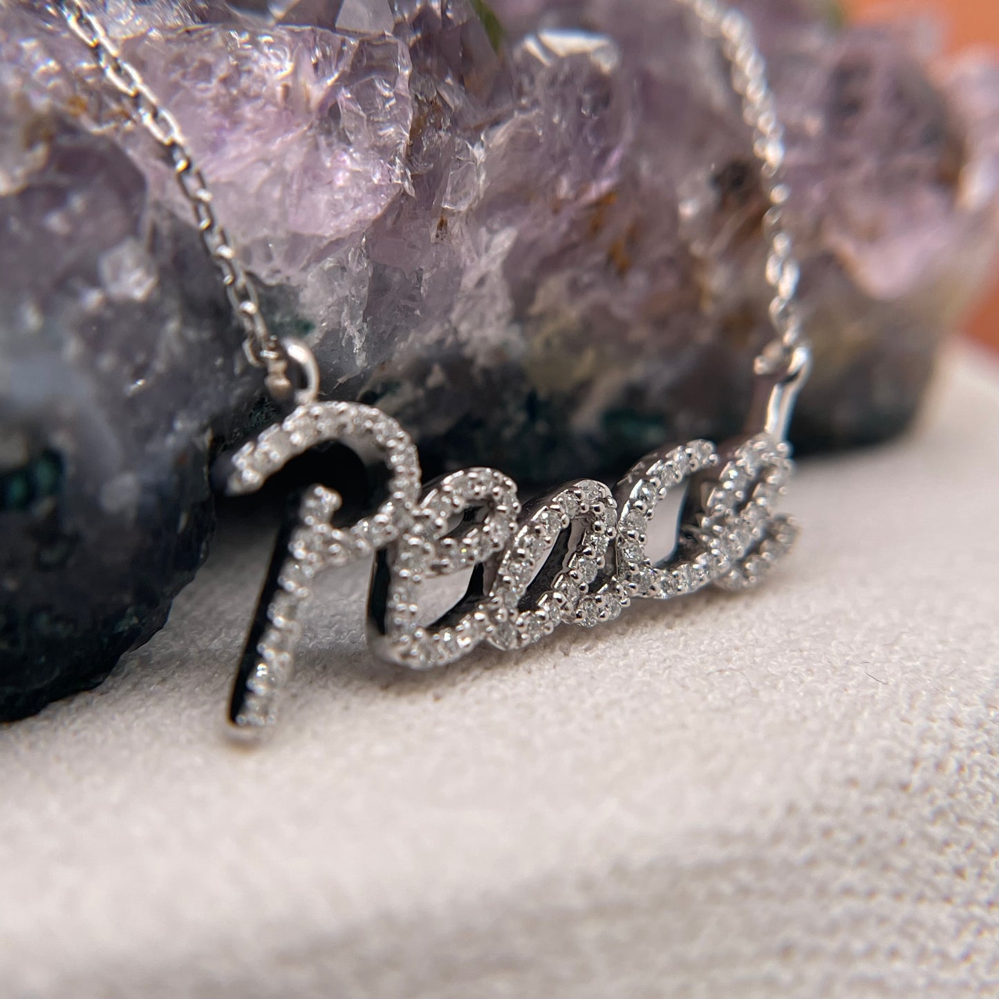 14K White Gold Diamond Peace Pendant