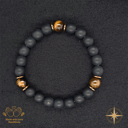 Tiger Eye and Black Onyx Bracelet #1929