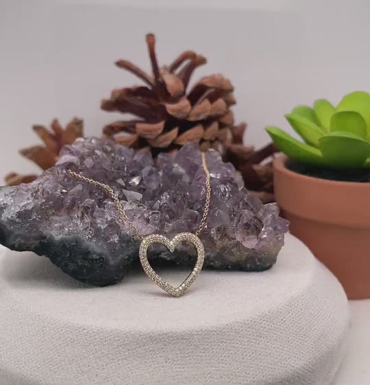 14K Yellow Gold Diamond Heart Pendant