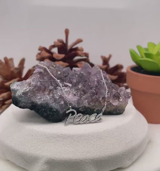 14K White Gold Diamond Peace Pendant