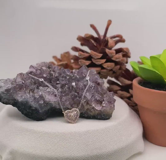 14K Rose Gold Diamond Heart Pendant