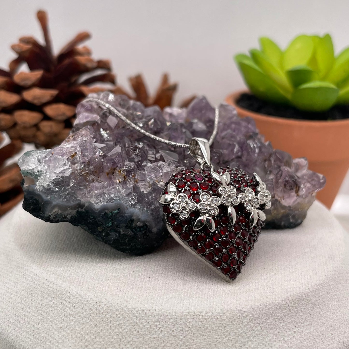 925 Sterling Silver Red Heart Pendant