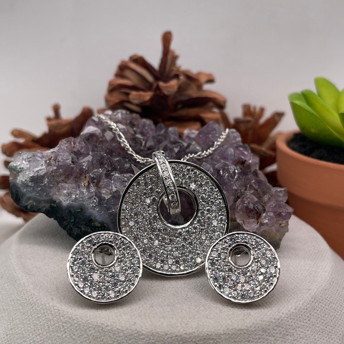 925 Sterling Silver Pendant and Earrings Set