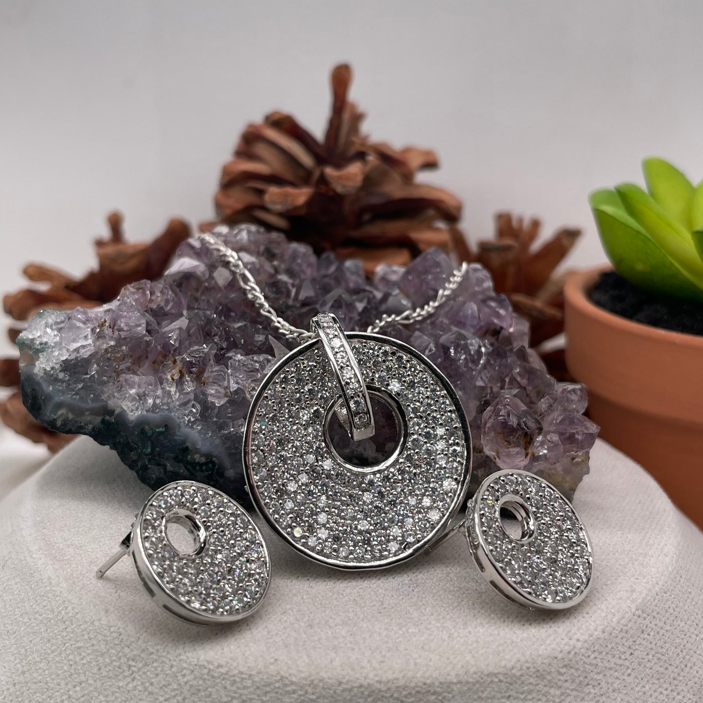 925 Sterling Silver Pendant and Earrings Set