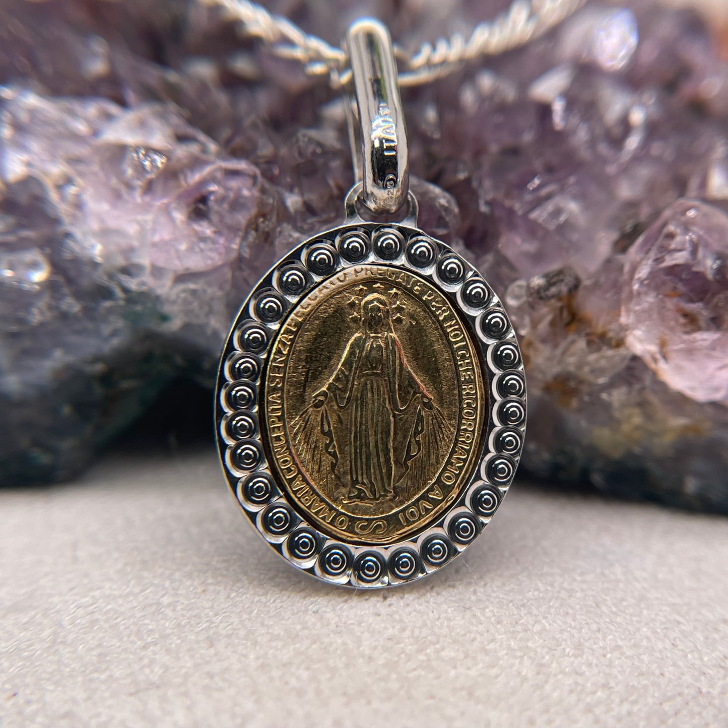 Virgin Mary Silver Pendant 925 Sterling Silver Virgin Mary Necklace 15x17mm