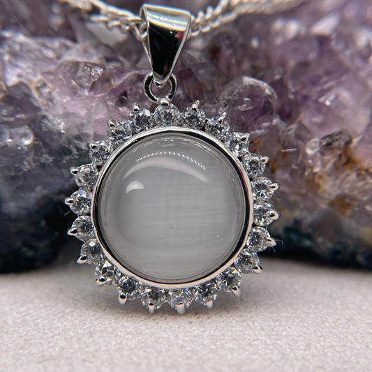 Moon Stone Silver Pendant 925 Sterling Silver Moon Stone Necklace