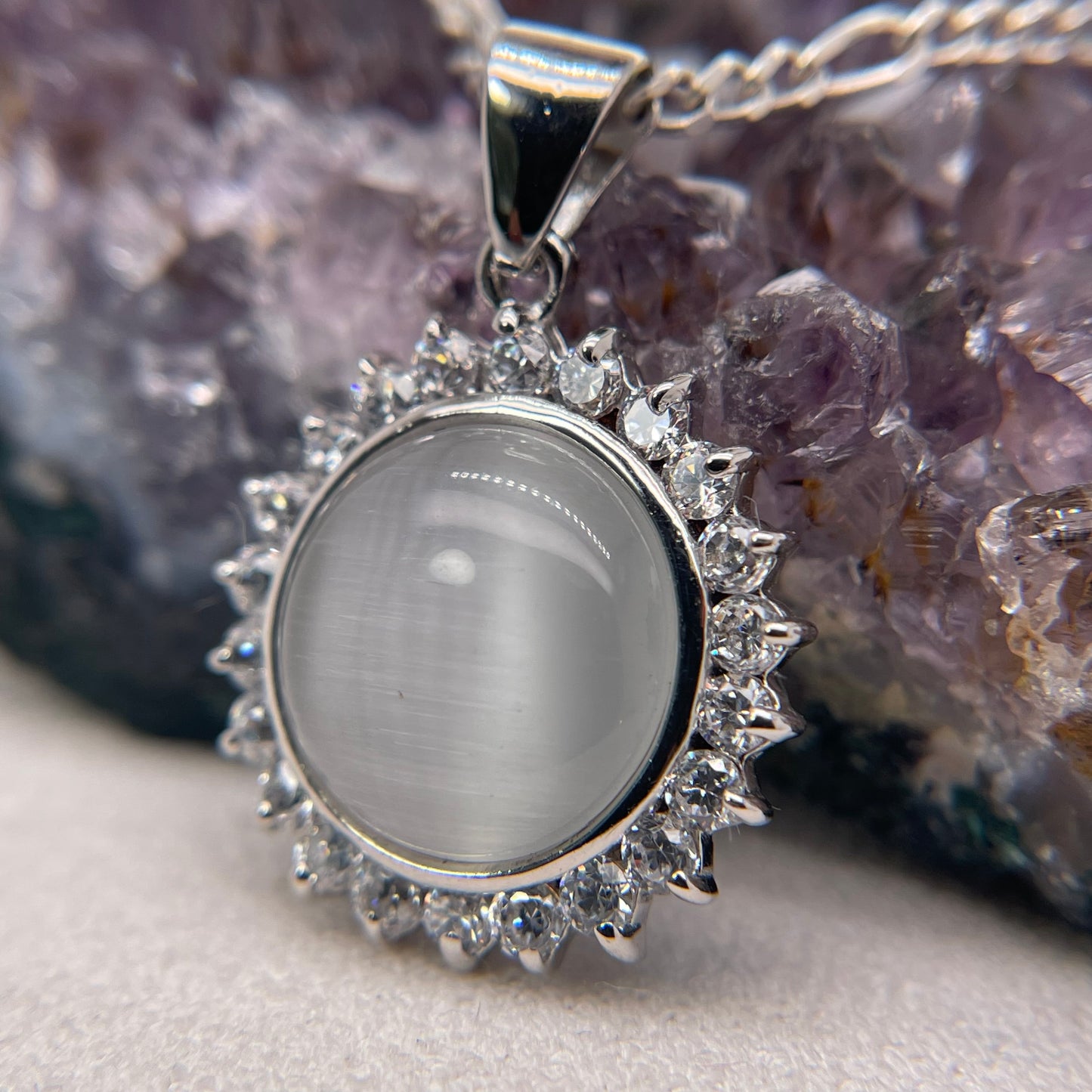 Moon Stone Silver Pendant 925 Sterling Silver Moon Stone Necklace