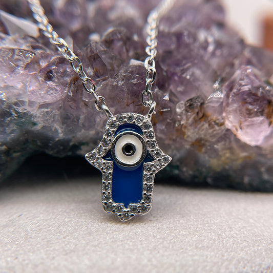 Hamsa Silver Pendant 925 Sterling Silver Hamsa Necklace 10.5x13mm