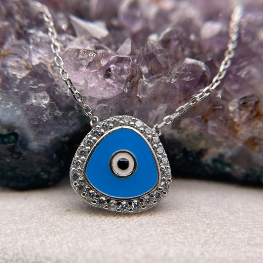 Evil Eye Pendant 925 Sterling Silver Evil Eye Necklace 12.5x12mm