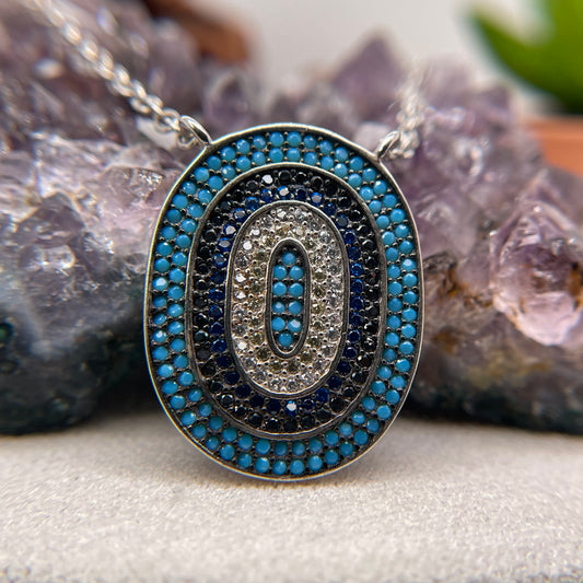 Colorful Silver Pendant 925 Sterling Silver Colorful Necklace 18.5x23.5mm