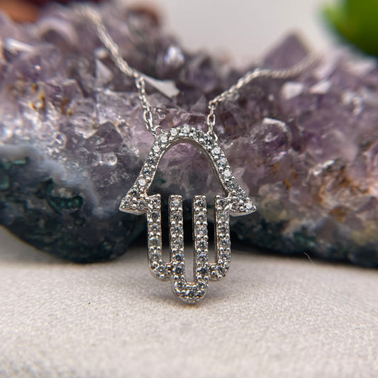 Hamsa Silver Pendant 925 Sterling Silver Hamsa Necklace 15.25x19.75mm