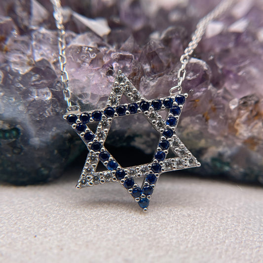 David Star Silver Pendant 925 Sterling Silver David Star Necklace 15.25x19.75mm