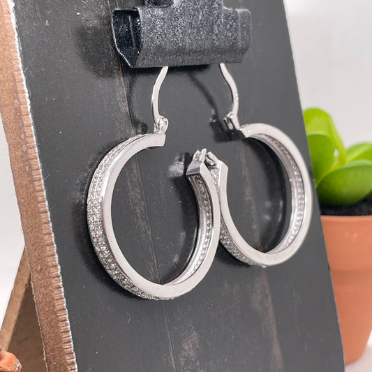 925 Sterling Silver Huggies Earrings 29.5x29.5mm