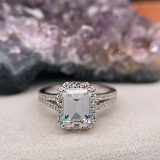 0.26 Carat Emerald Shape Brilliant Engagement Ring CENTER STONE Is NOT Included