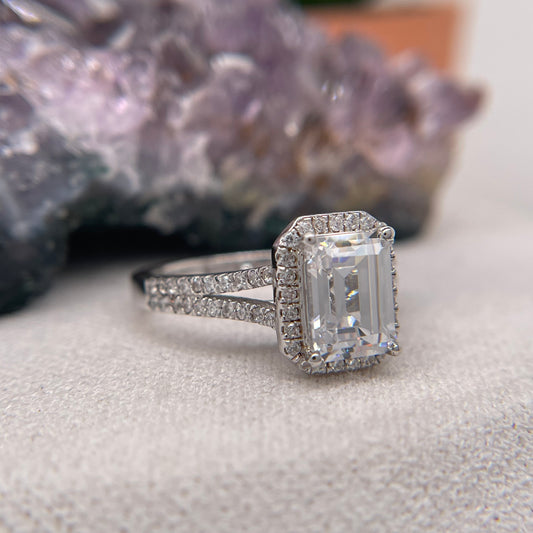 0.26 Carat Emerald Shape Brilliant Engagement Ring CENTER STONE Is NOT Included