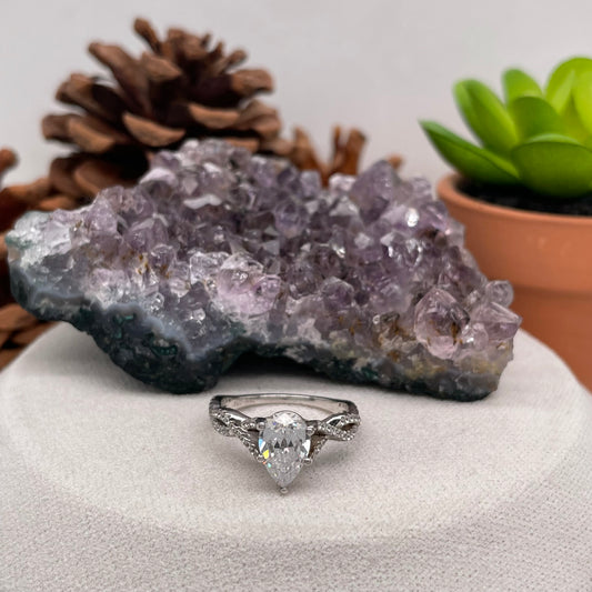 0.24 Carat Pear Shape Brilliant Engagement Ring CENTER STONE Is NOT Included