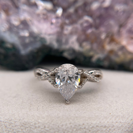 0.24 Carat Pear Shape Brilliant Engagement Ring CENTER STONE Is NOT Included