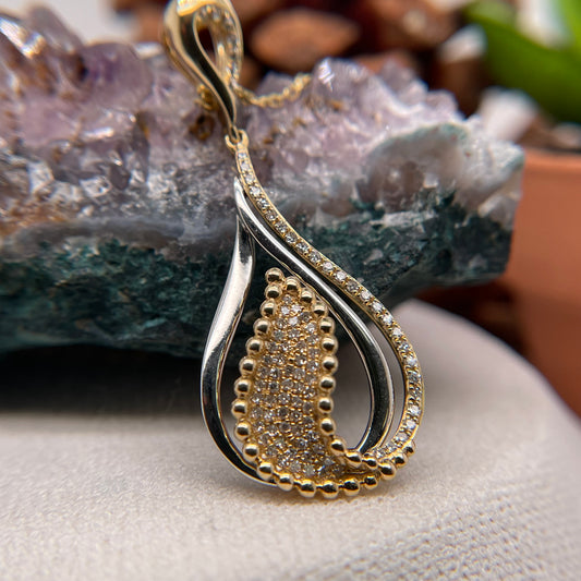 14K White/Yellow Gold Pendant with Diamond