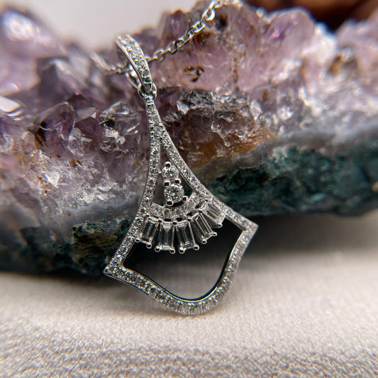 14K White Gold Pendant with Diamond