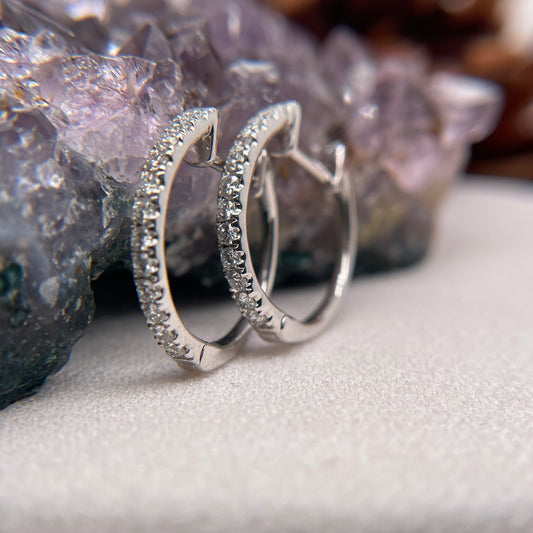 14K White Gold Earrings with Diamond