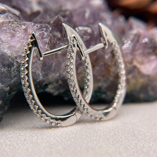 14K White Gold Earrings with Diamond