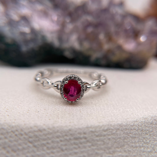 14K White Gold Citrine Ring with Diamond