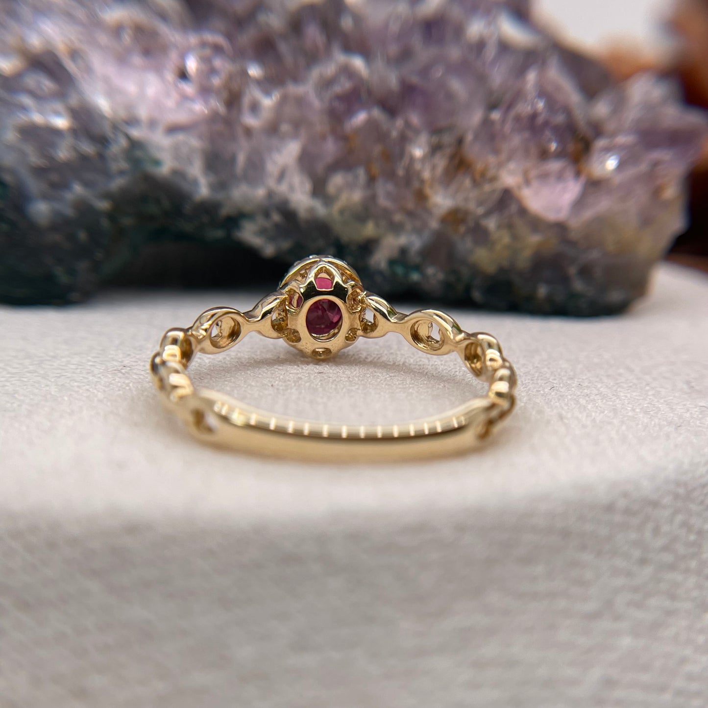 14K Yellow Gold Ruby Ring with Diamond